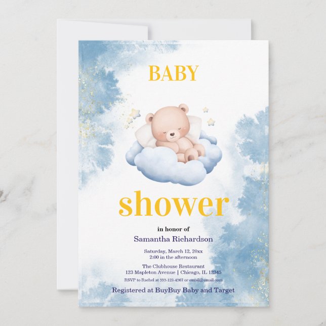 Invitation Une réception pour notre petit ours (Devant)