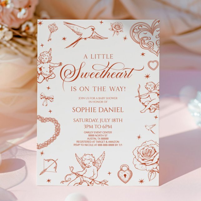 Invitation Une Saint-Valentin Petite Amour Fête Prénatale (Créateur téléchargé)