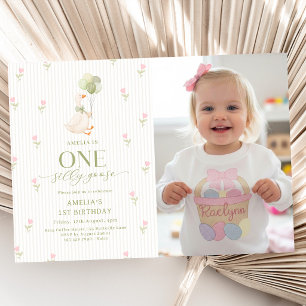 Invitation Une Silly Goose Ballons Floral 1er Anniversaire Ph