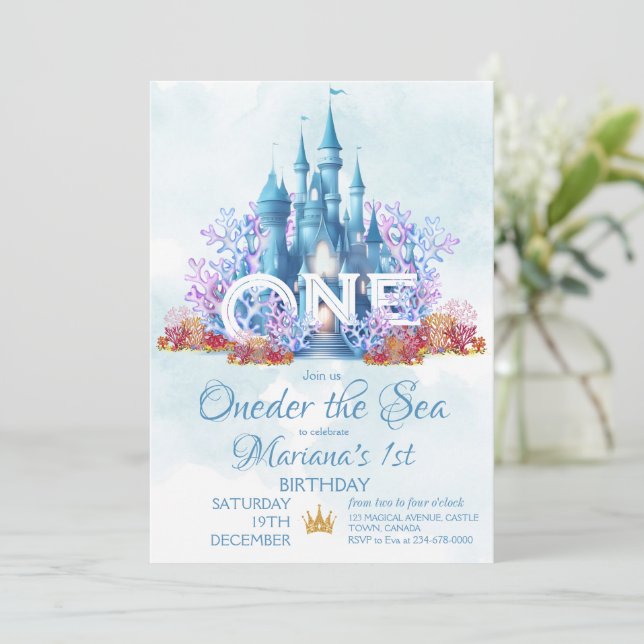 Invitation Une Sirène D'Anniversaire De La Mer (Debout devant)