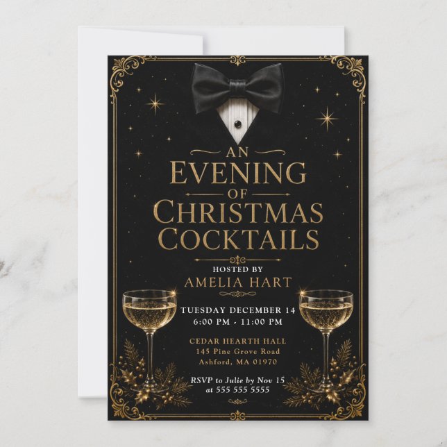 Invitation Une Soirée de Cocktails de Noël (Devant)