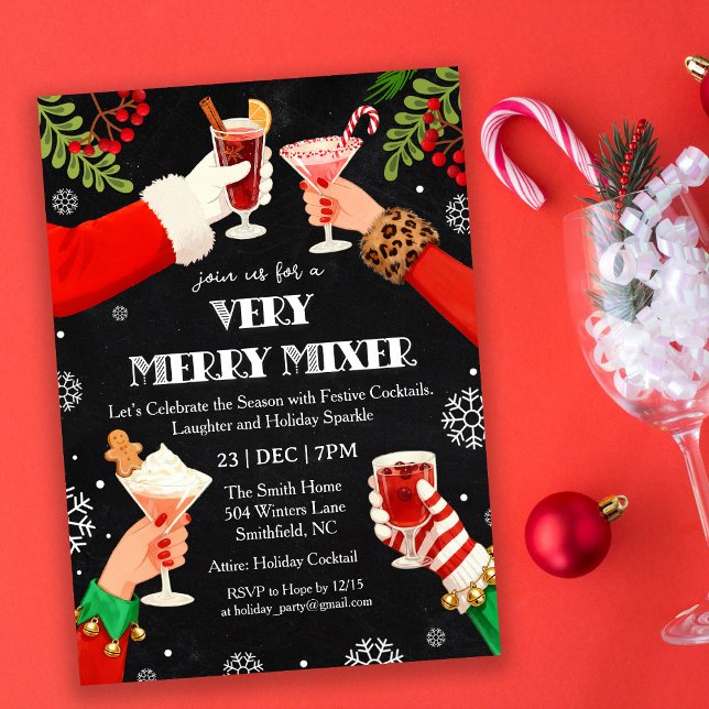 Invitation Une soirée de cocktails de Noël très joyeuse  (Créateur téléchargé)