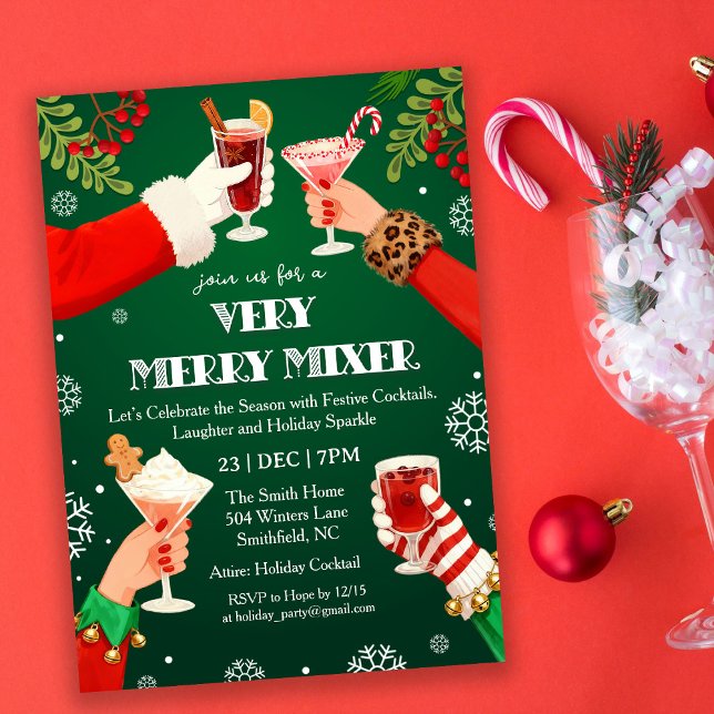 Invitation Une soirée de cocktails de Noël très joyeuse  (Créateur téléchargé)