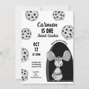 Invitation Une Souris Un Gâteau D'anniversaire Pour Son Premi