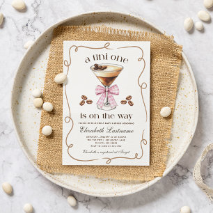 Invitation Une Tini One Martini Espresso Ruban Rose Baby Show