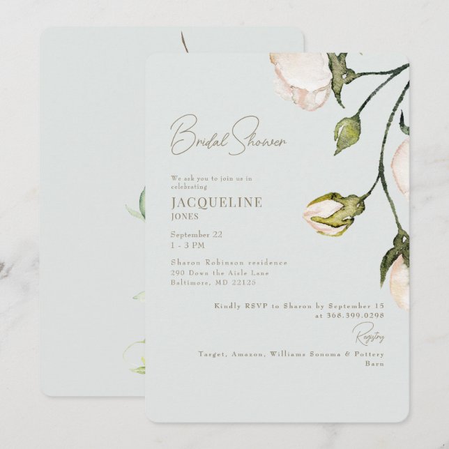 Invitation Une touche de Fête des mariées botanique de Sage B (Devant / Derrière)