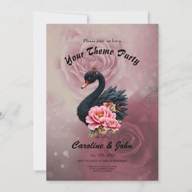 Invitation Une touche de rose et de lueur de cygne.  (Devant)