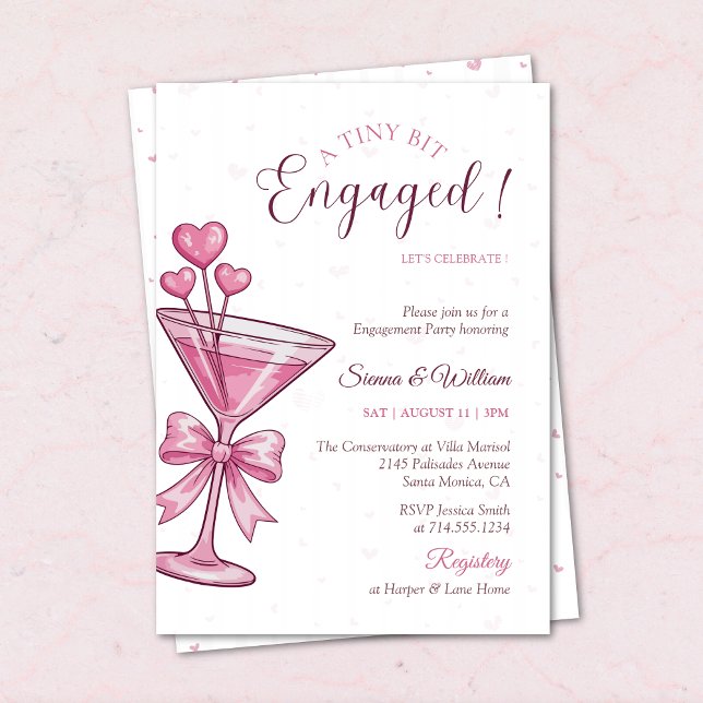 Invitation Une toute petite fête de fiançailles Pink Martini (Créateur téléchargé)