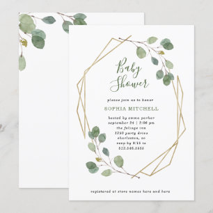 Invitation Une végétation simple d'eucalyptus Baby shower g