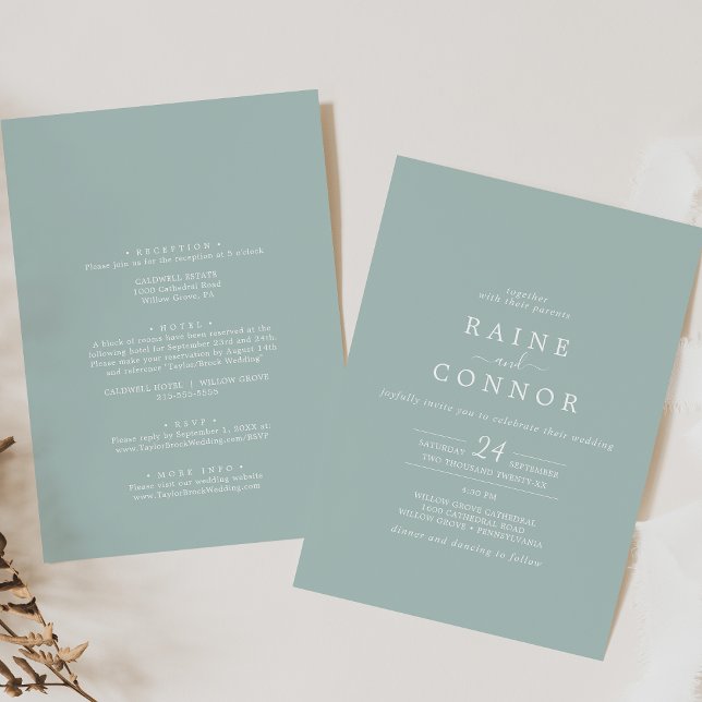 Invitation Une Verdure Aérée Coordonner Tout En Un Mariage (Créateur téléchargé)
