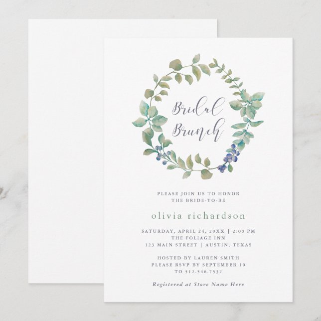 Invitation Une verdure délicieuse| Brunch nuptial (Devant / Derrière)
