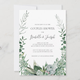 Invitation Une verdure succulente   Douche Couples Vert foncé