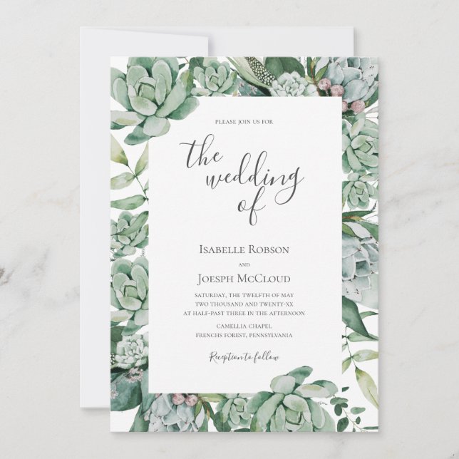 Invitation Une verdure succulente | Le Mariage De L'Invitatio (Devant)