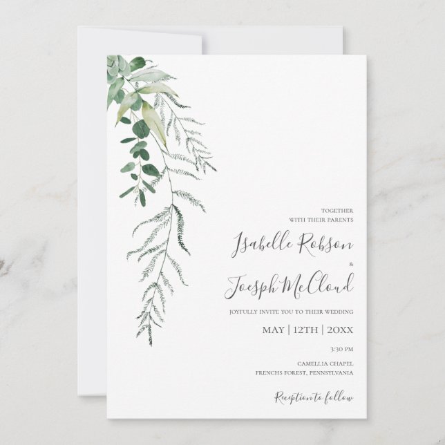 Invitation Une verdure succulente | Mariage Décontracté vert  (Devant)
