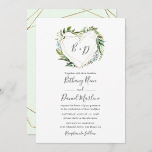 Invitation Une verdure tendance avec Mariage de coeur géométr