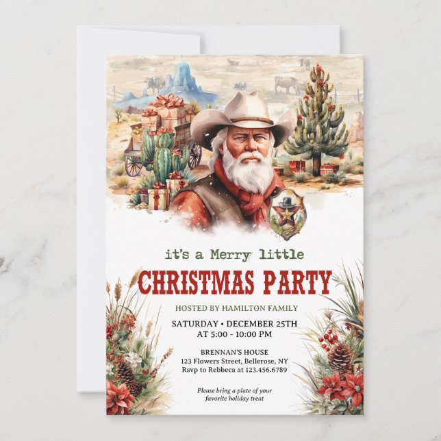 Invitation Une véritable aventure de Noël Wild West Père Noël (Devant)