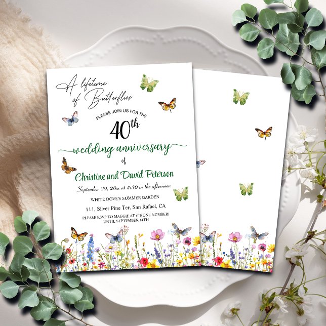 Invitation Une vie de papillons 40e anniversaire de Mariage (Créateur téléchargé)