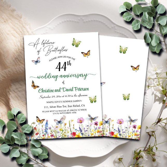 Invitation Une vie de papillons 44e anniversaire de Mariage (Créateur téléchargé)