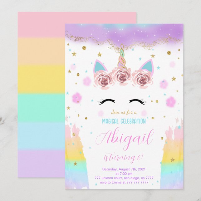Invitation Unicorn (Devant / Derrière)