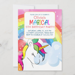 Invitation Unicorn Anniversaire Rainbow Party Magical Girl Pa
