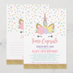 Invitation Unicorn Birthday Guestbook Time Capsule Avec Notes