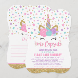 Invitation Unicorn Birthday Guestbook Time Capsule Avec Notes