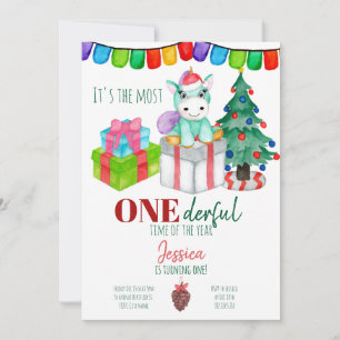 Invitation Unicorn cerf Onederful Noël Anniversaire 