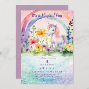 Invitation Unicorn Colorful Girl Fête d'anniversaire