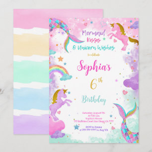 Invitation Unicorn couleur de l'eau