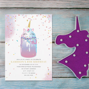 Invitation Unicorn Crazy Milkshake Girls Birthday Party