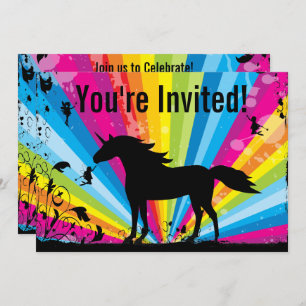 Invitation Unicorn et Fairies Rainbow Fairy Birday