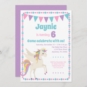 Invitation Unicorn Filles Unicorn fête d'anniversa