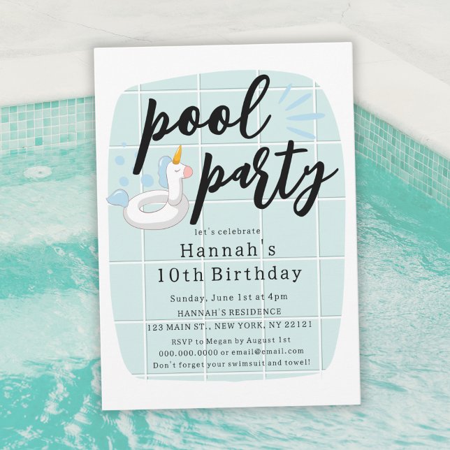 Invitation Unicorn Float Pool Anniversaire de enfant (Créateur téléchargé)