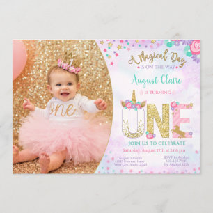 Invitation Unicorn Floral Magical 1er Anniversaire