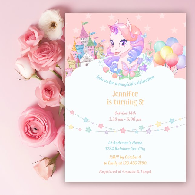 Invitation Unicorn Magical Girl Birthday Party (Créateur téléchargé)