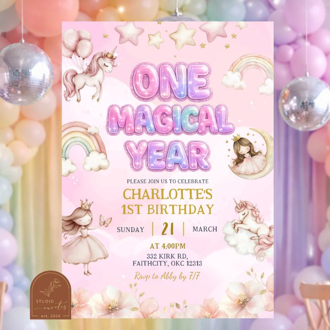 Invitation Unicorn One Magical year First Birthday (Créateur téléchargé)