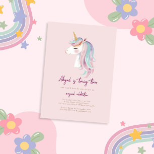 Invitation Unicorn Parties scintillant fille anniversaire
