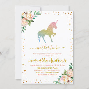 Invitation Unicorn Parties scintillant Sillhouette mignonne b
