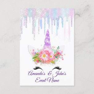 Invitation Unicorn Party 1ème 2ème Bébé Holographe rose viole
