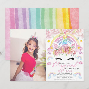Invitation Unicorn Party Magique Anniversaire Photo