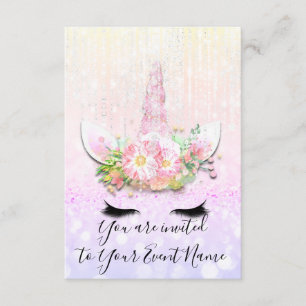 Invitation Unicorn Party rose 1er 2e 3e anniversaire Pastels