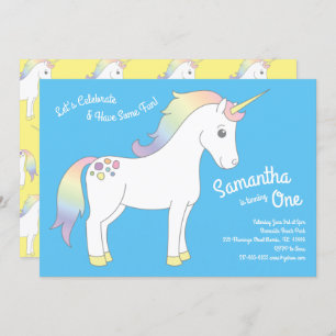 Invitation Unicorn Pastel Rainbow 1er Birthday Party