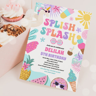 Invitation Unicorn Pool Party Tropical Summer Pool Anniversai