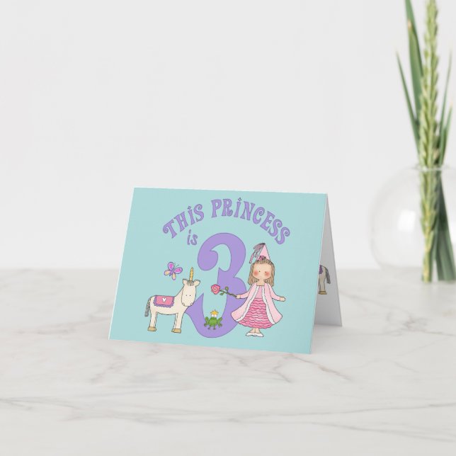 Invitation Unicorn Princesse 3e anniversaire Renouvellement d (Devant)