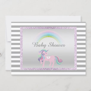 Invitation Unicorn Purple argent unicorn baby shower