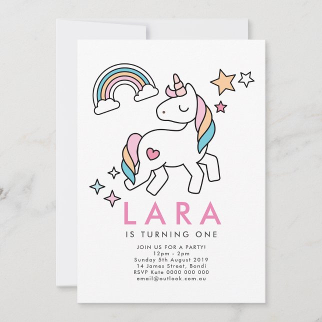 Invitation Unicorn Rainbow (Devant)