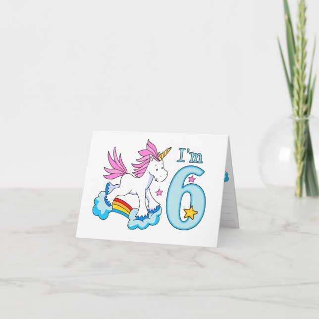 Invitation Unicorn Rainbow 6th Birthday (Devant)