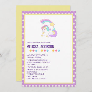Invitation Unicorn Reting & Shooting Star Baby shower