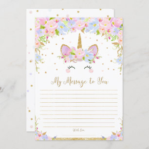 Invitation Unicorn Time Capsule Message To You Blank Cards
