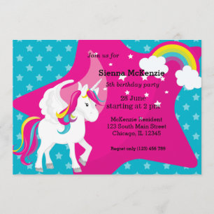 Invitation Unicorne * CHOISISSEZ votre couleur arrière - plan